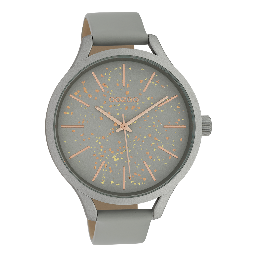 Grey OOZOO watch with stone grey leather strap - C10088