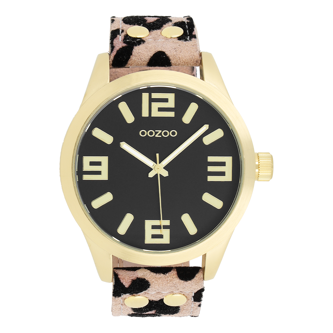 Goudkleurige OOZOO horloge met leren band - C1098