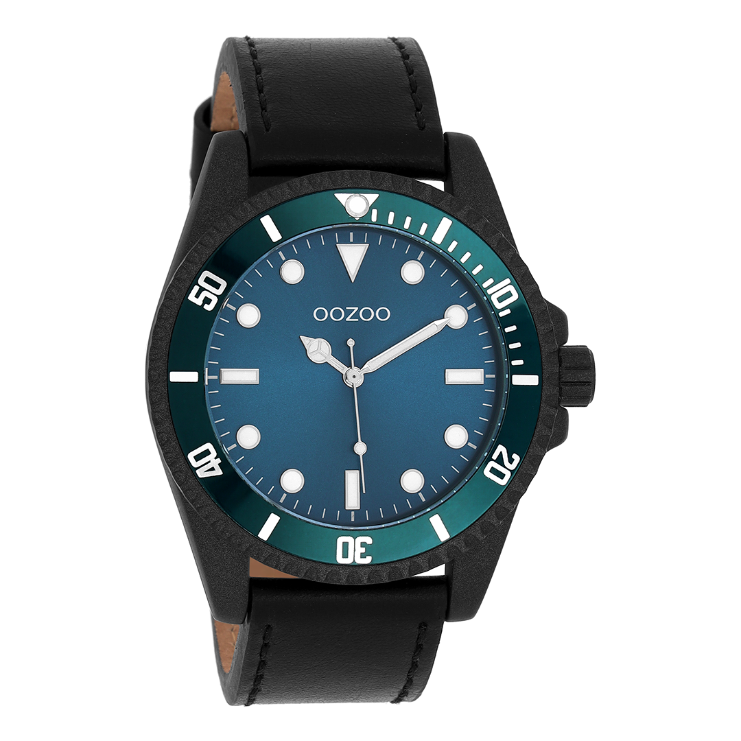 Black OOZOO watch with leather strap - C11118