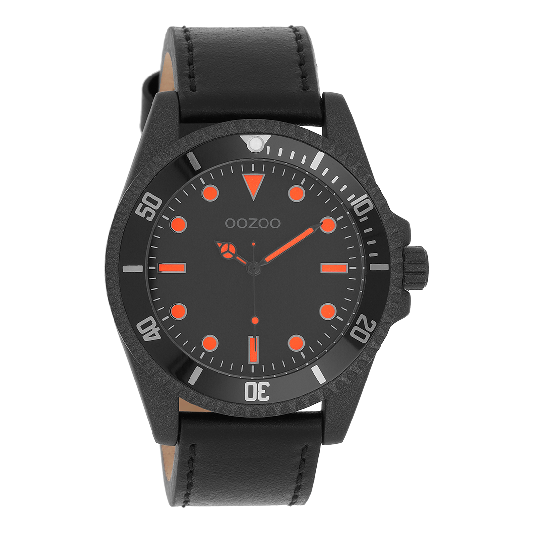 Black OOZOO watch with leather strap - C11119