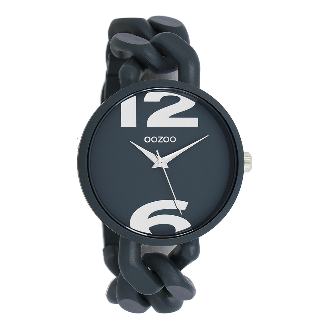 Smoke grey OOZOO watch with chunky chain bracelet - C11268
