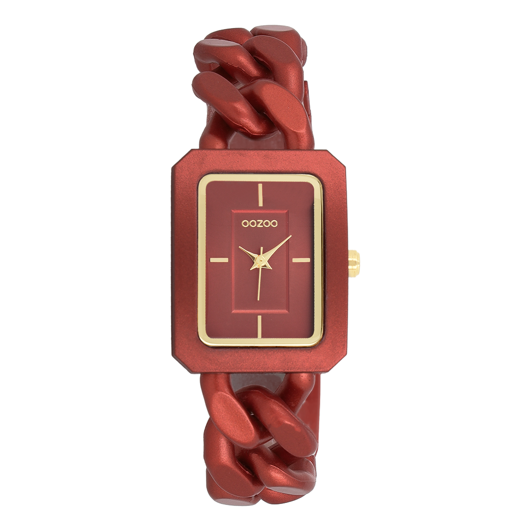 Red OOZOO watch with chain bracelet - C11277
