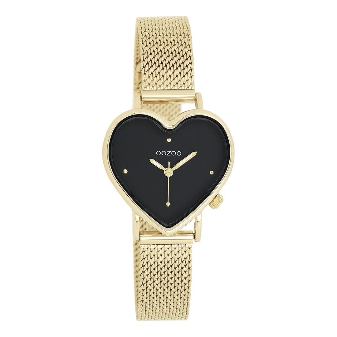Goudkleurige OOZOO horloge met metalen mesh armband - C11417