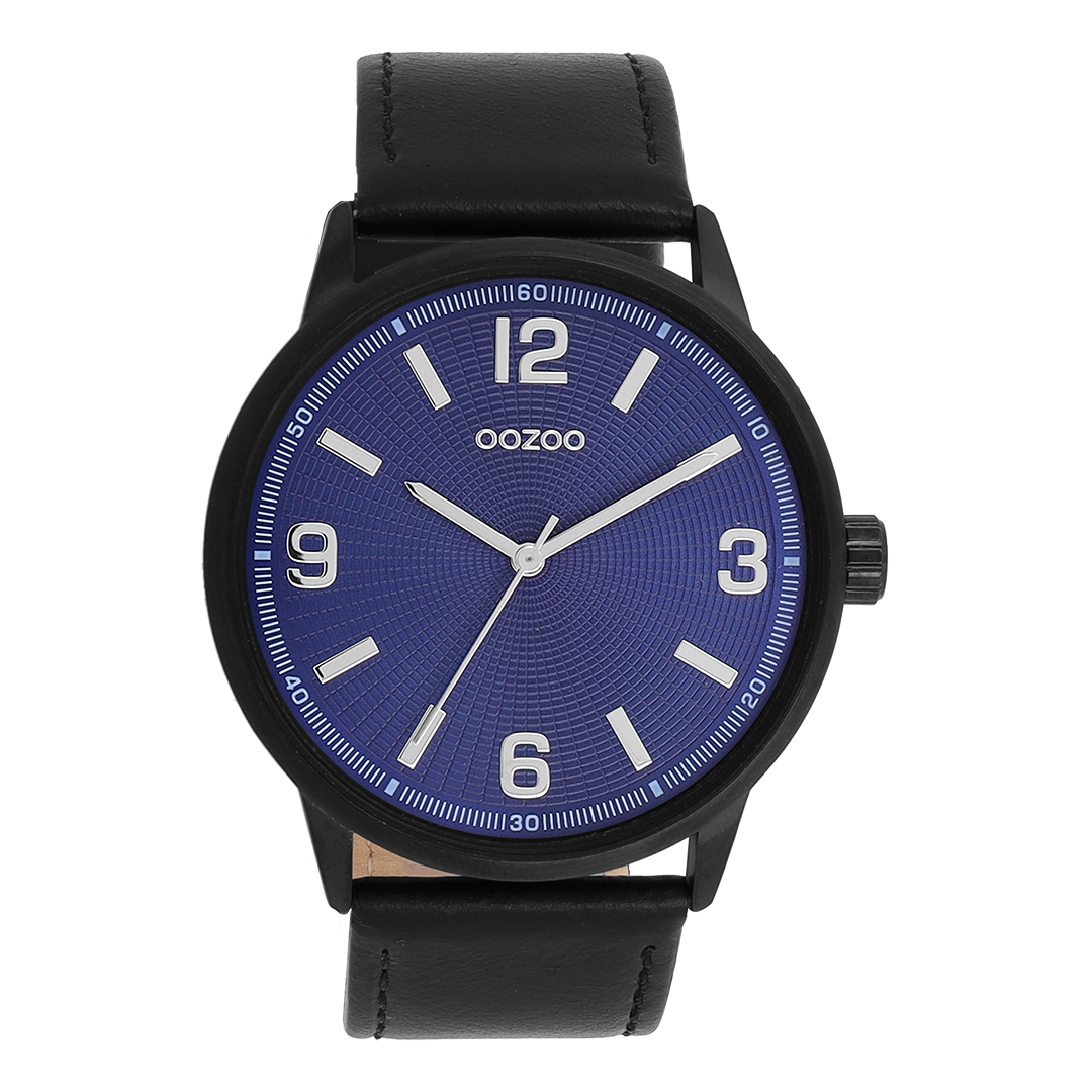 Zwarte OOZOO horloge met leren band - C11502