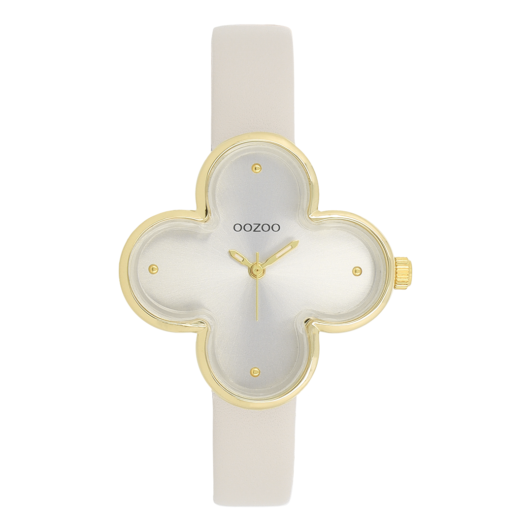 Goudkleurige OOZOO horloge met maanstraalkleurige leren band - C11521