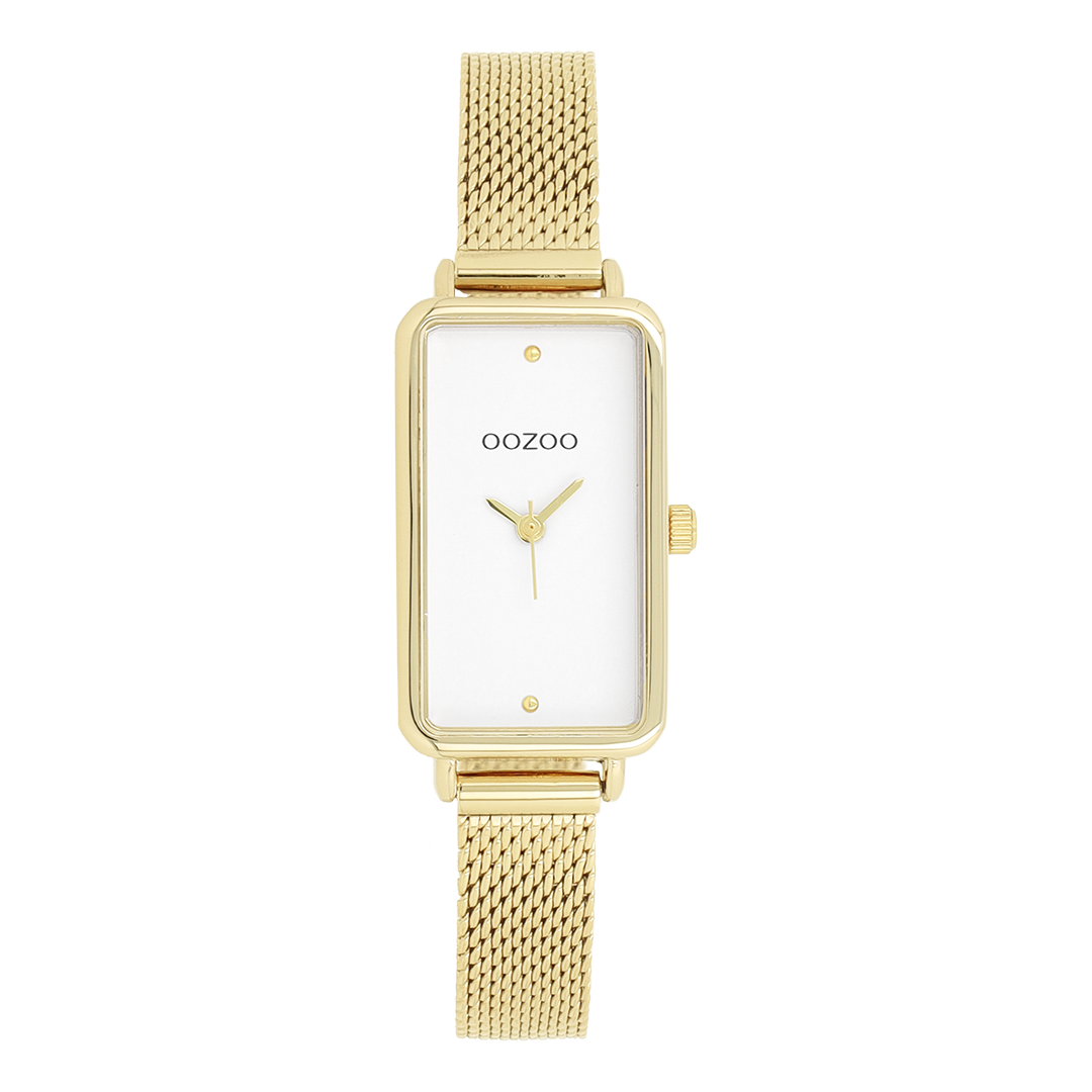 Goudkleurige OOZOO horloge met metalen mesh armband - C11533