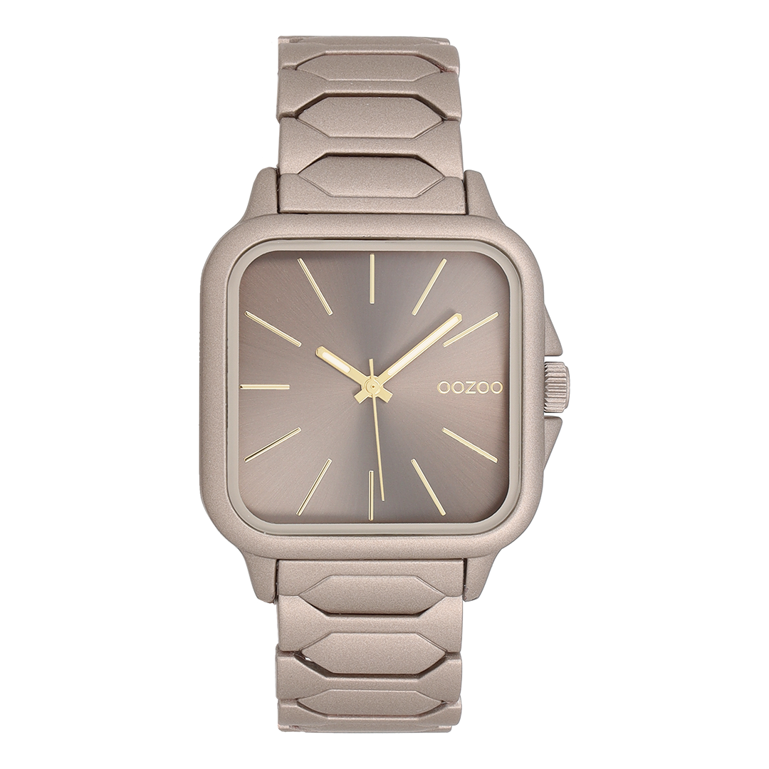 Taupe OOZOO horloge met roestvrijstalen armband - C11608