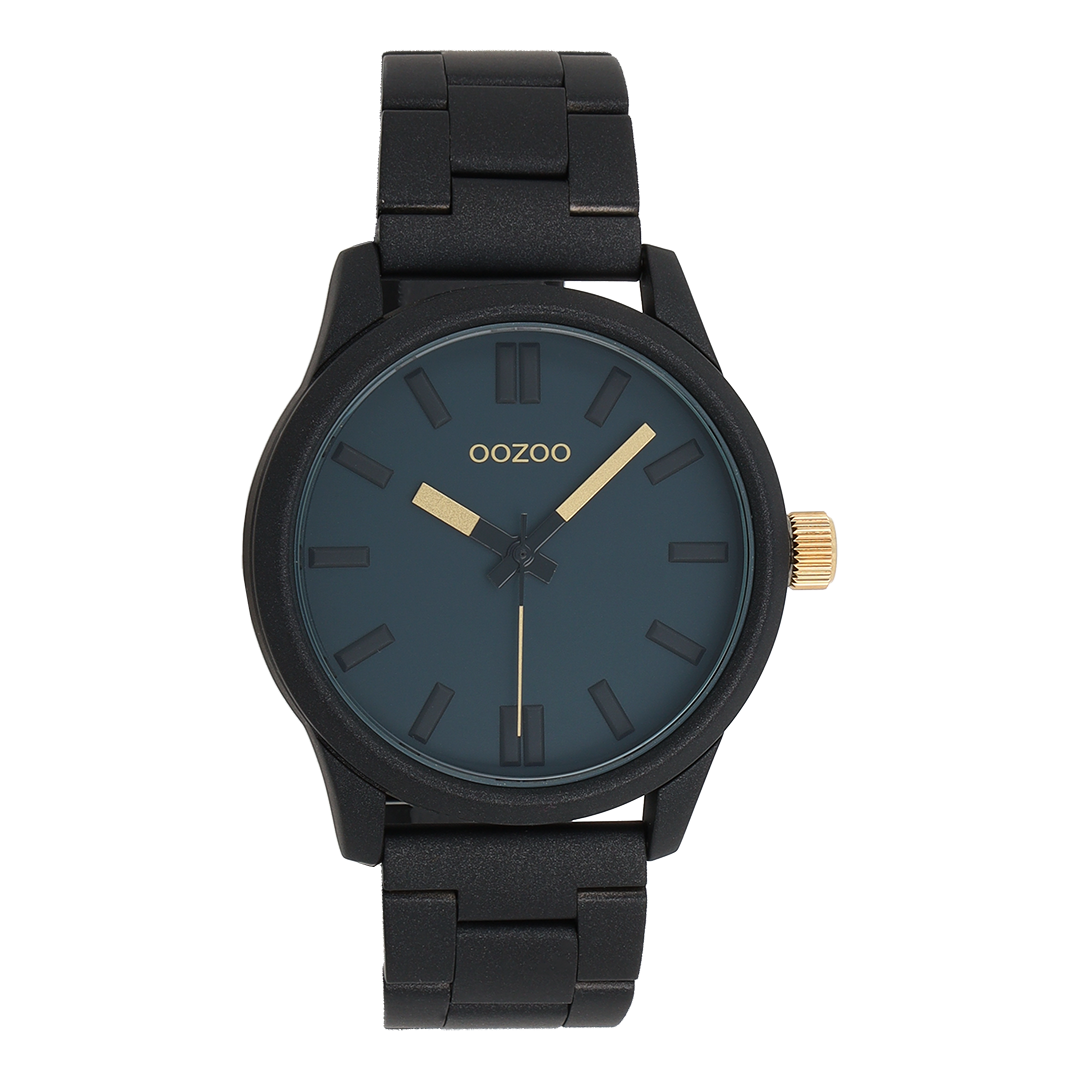 Zwarte OOZOO horloge met roestvrijstalen armband - C11618