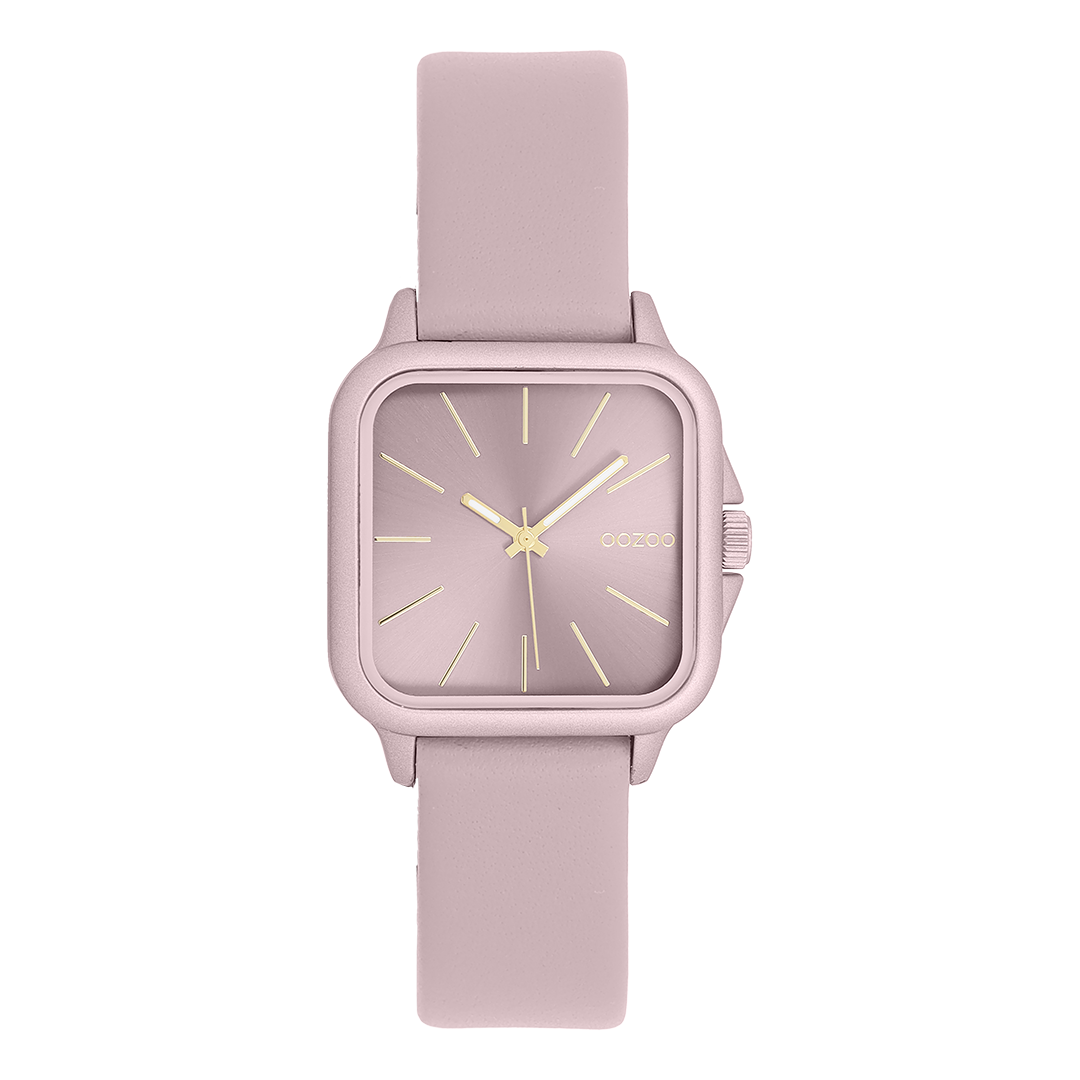 Roze OOZOO horloge met leren band - C11667