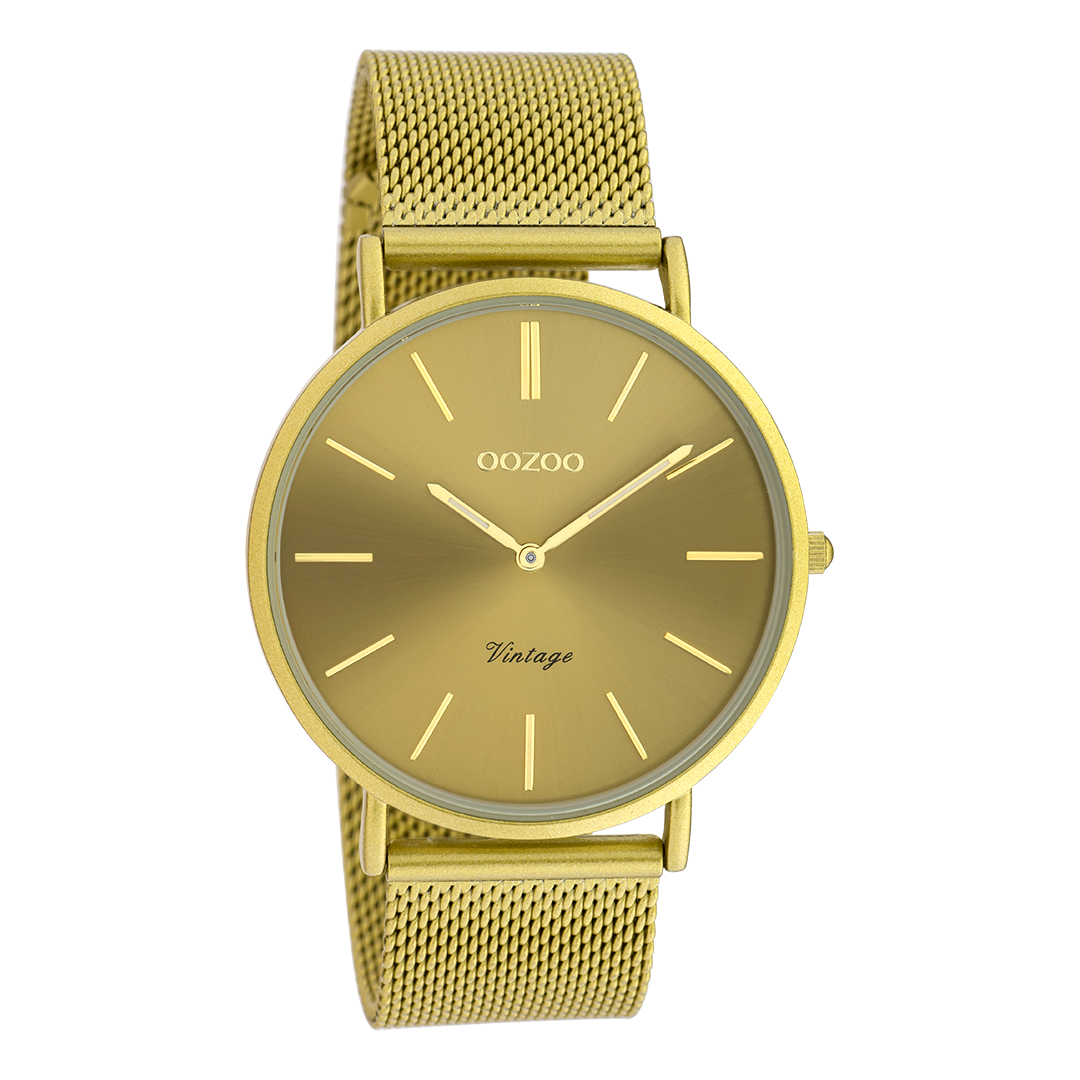 Mustard yellow OOZOO watch with metal mesh bracelet - C20000