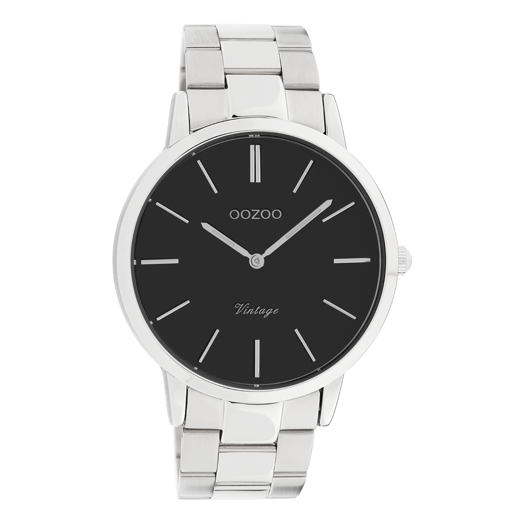 Zilverkleurige OOZOO horloge met roestvrijstalen armband - C20022
