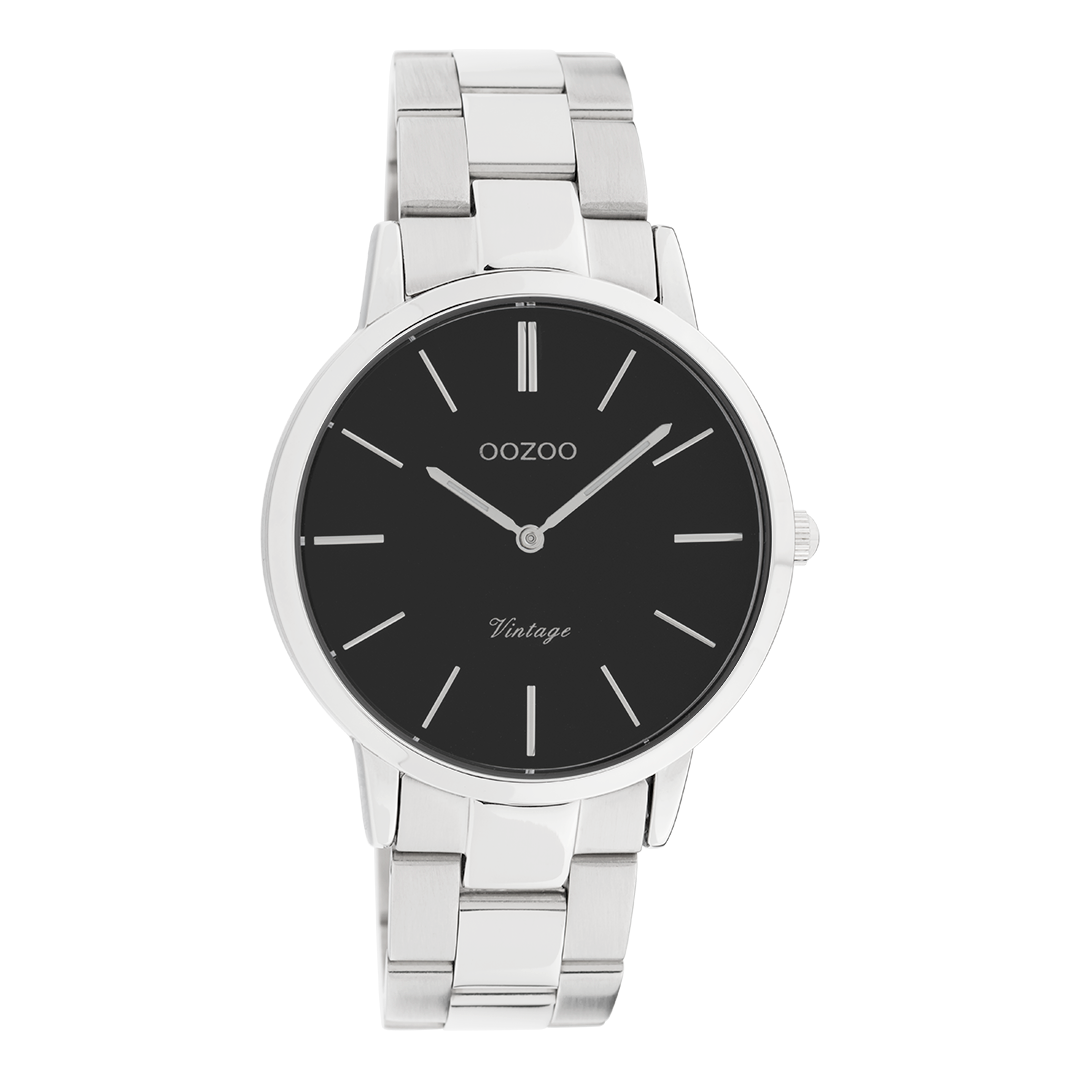 Zilverkleurige OOZOO horloge met roestvrijstalen armband - C20031