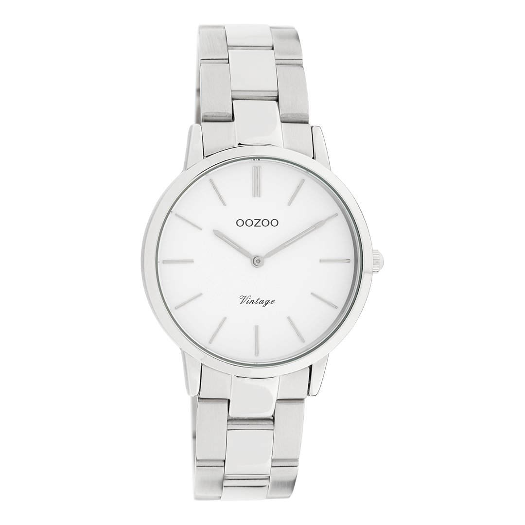 Zilverkleurige OOZOO horloge met roestvrijstalen armband - C20038