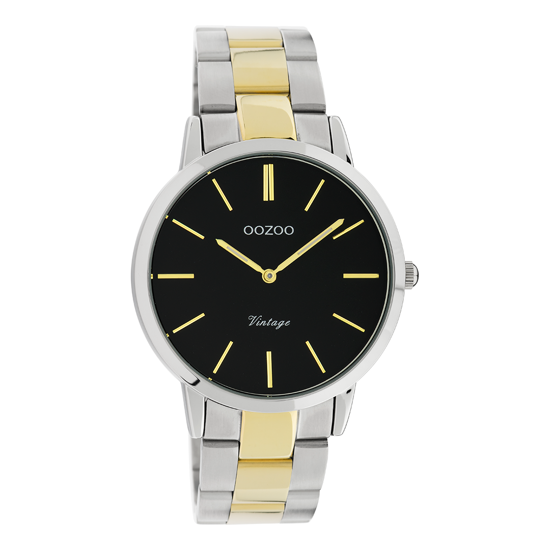 Zilverkleurige OOZOO horloge met zilver/goudkleurige roestvrijstalen armband - C20104