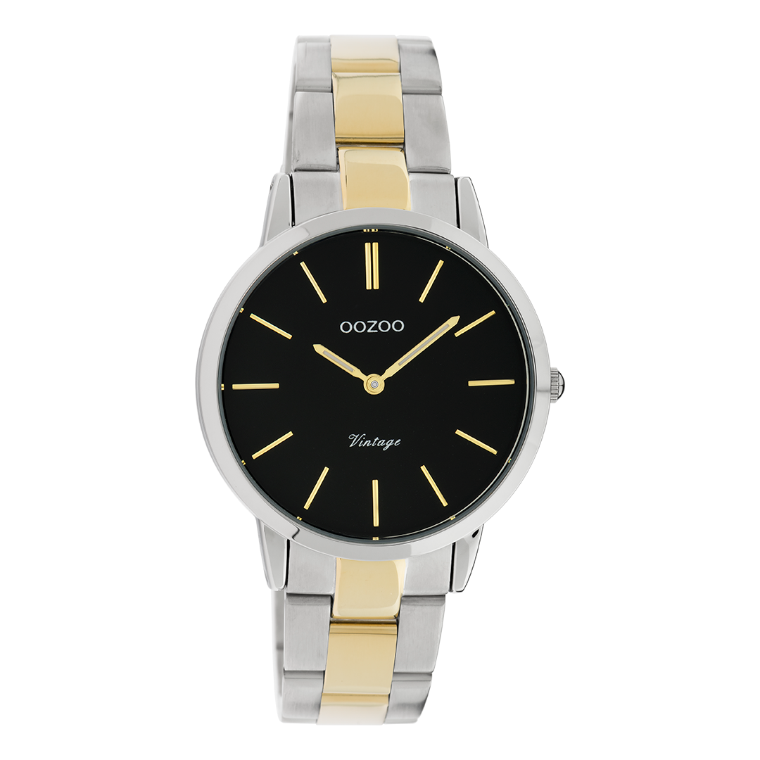Zilver/goudkleurige OOZOO horloge met roestvrijstalen armband - C20107