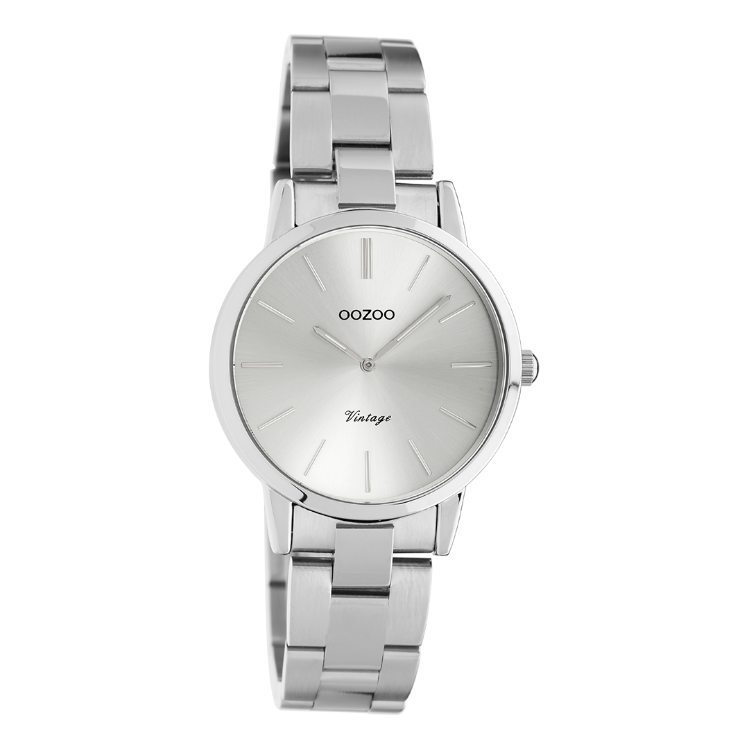 Zilverkleurige OOZOO horloge met roestvrijstalen armband - C20110