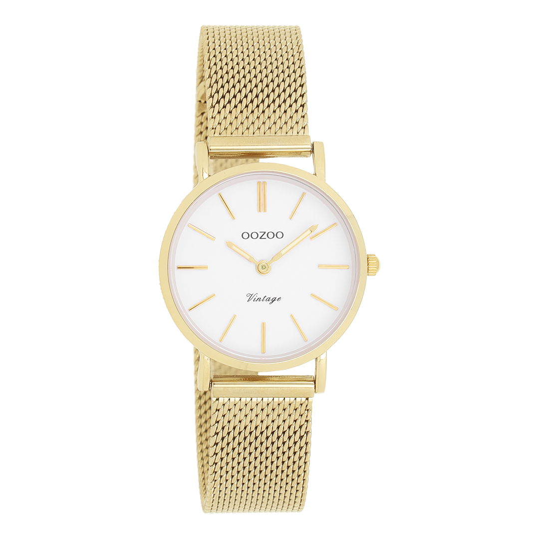 Goudkleurige OOZOO horloge met metalen mesh armband - C20231