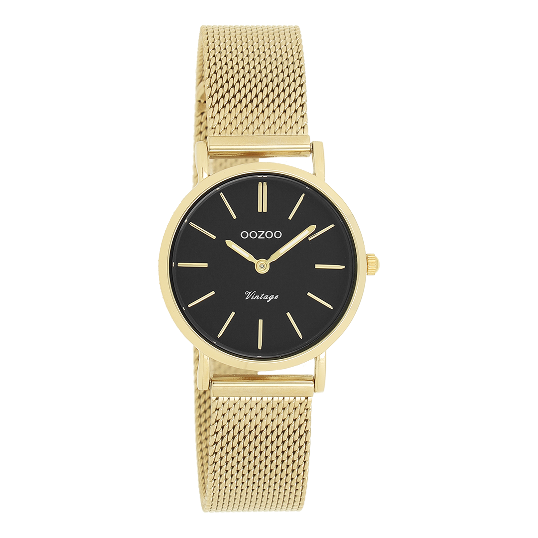 Goudkleurige OOZOO horloge met metalen mesh armband - C20232