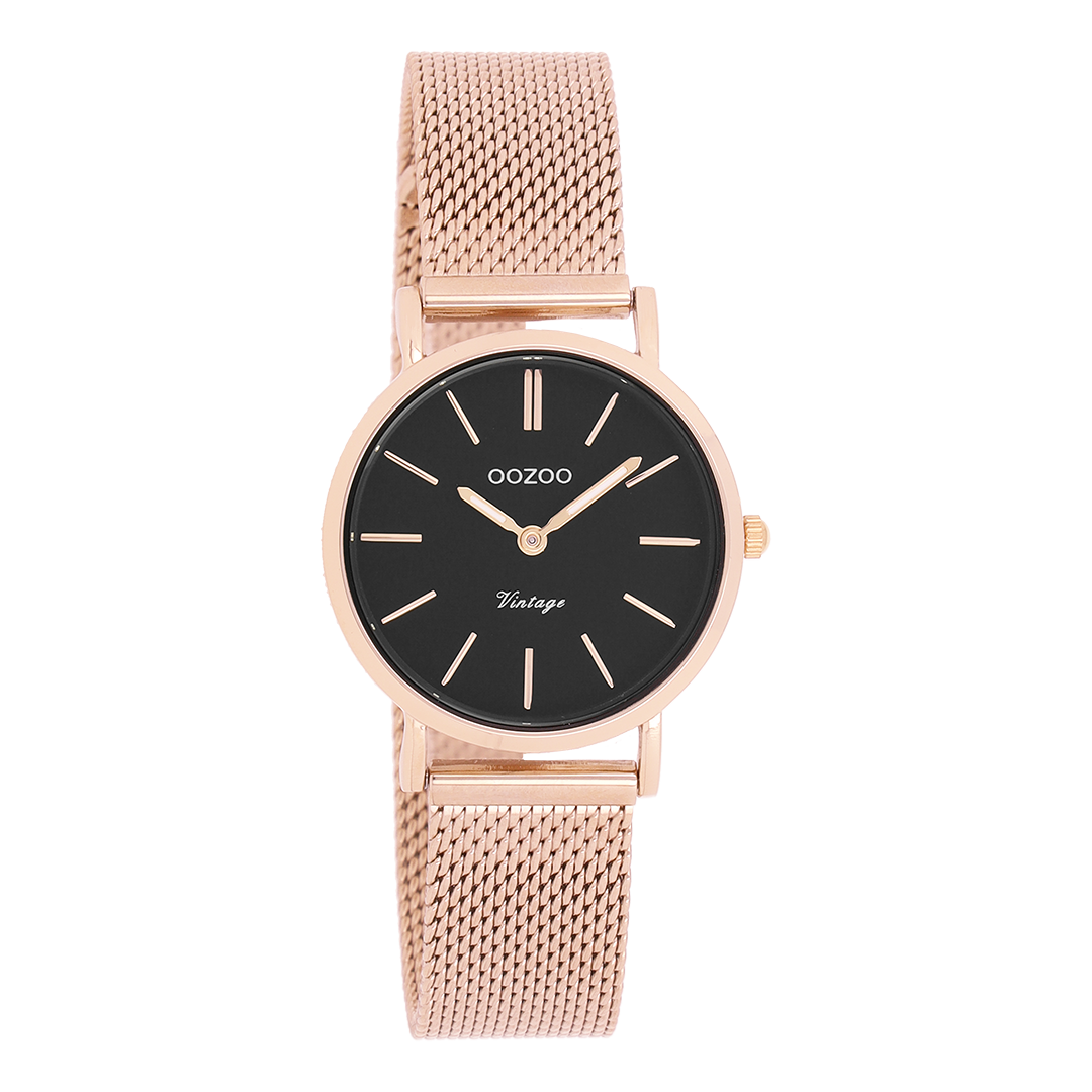 Rosé goudkleurige OOZOO horloge met metalen mesh armband - C20234