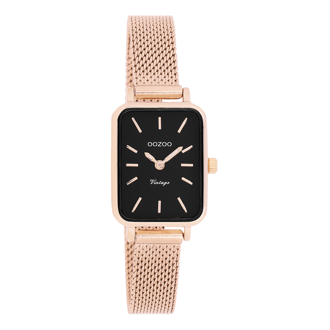 Rose gold coloured OOZOO watch with metal mesh bracelet - C20270