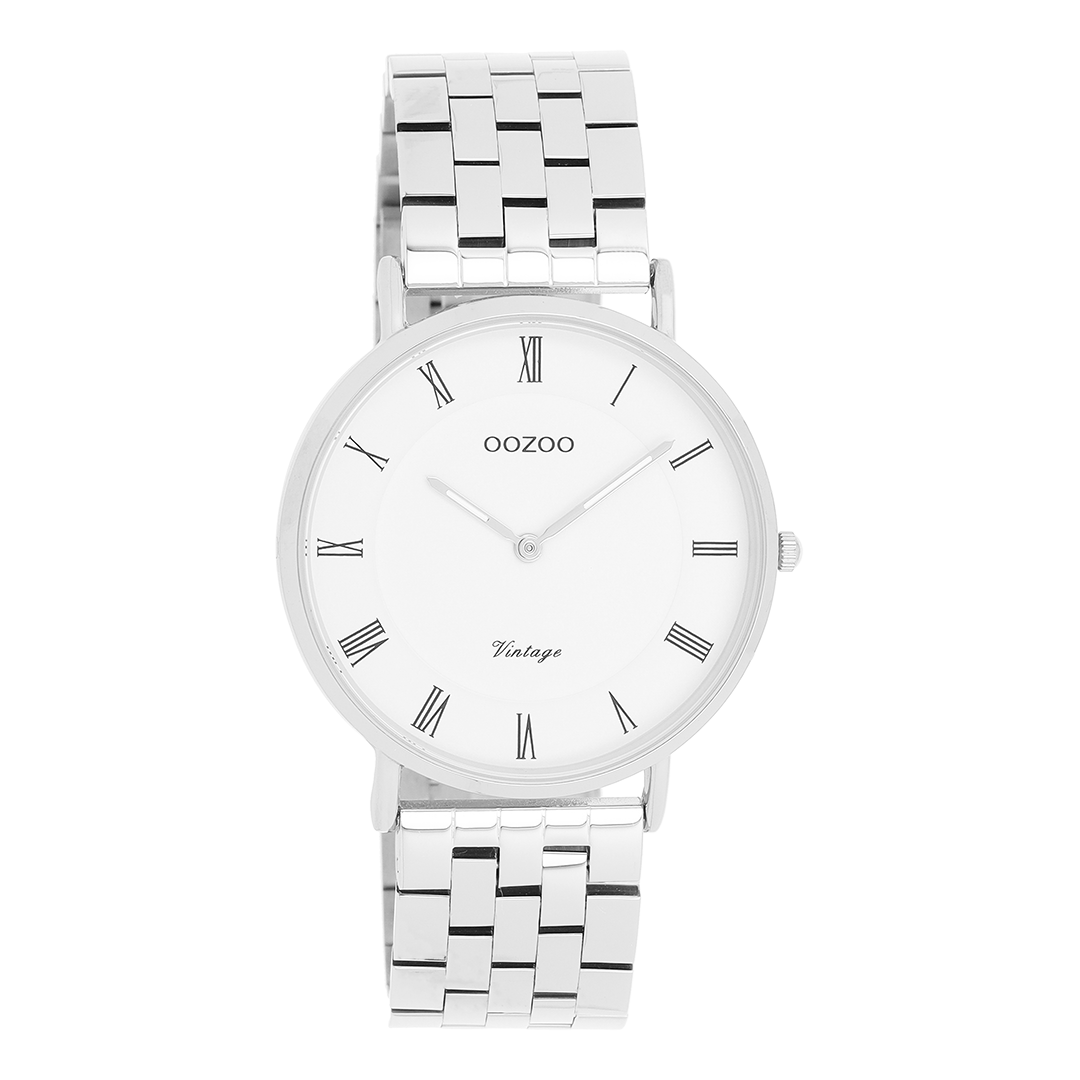 Zilverkleurige OOZOO horloge met roestvrijstalen armband - C20365