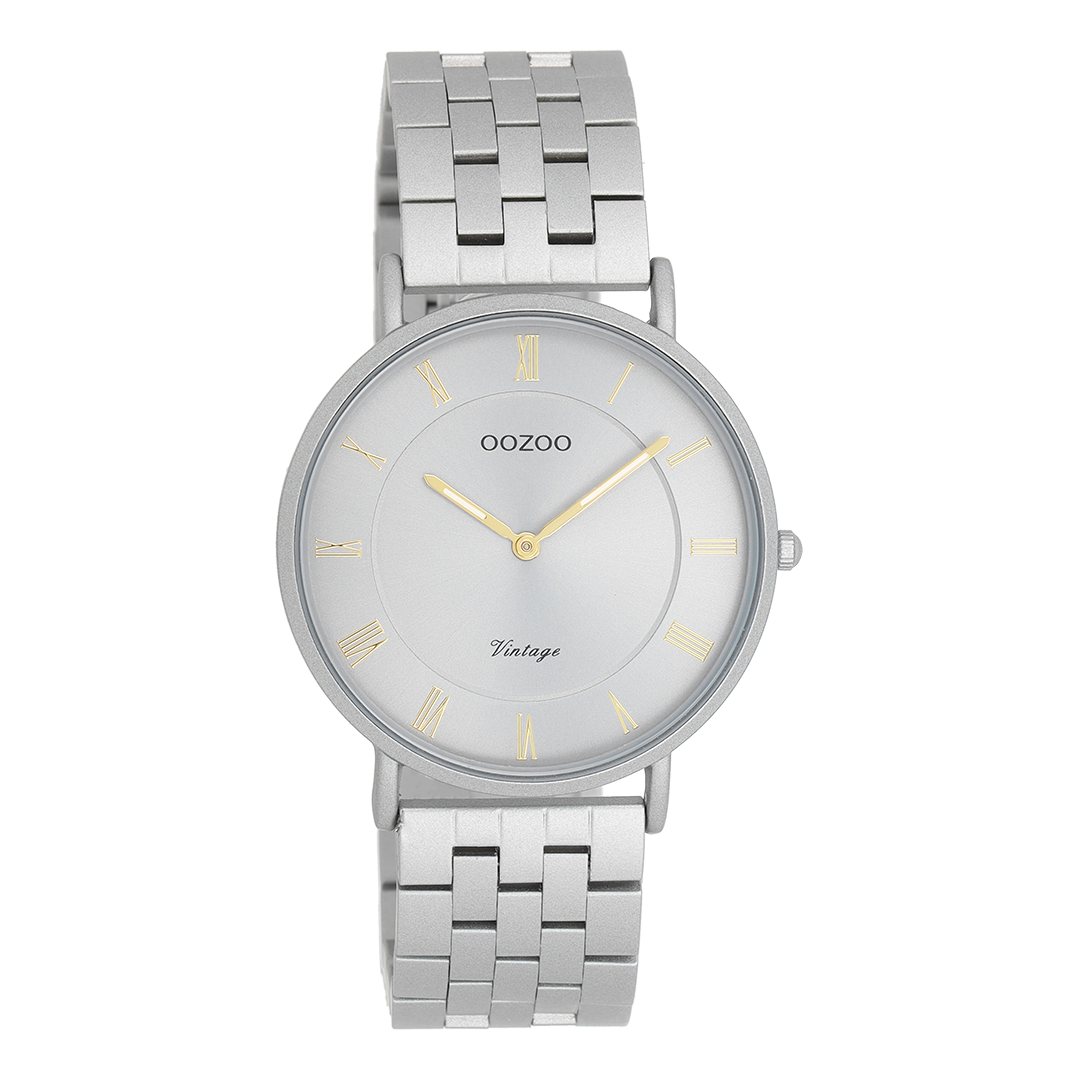 Licht grijze OOZOO horloge met roestvrijstalen armband - C20367