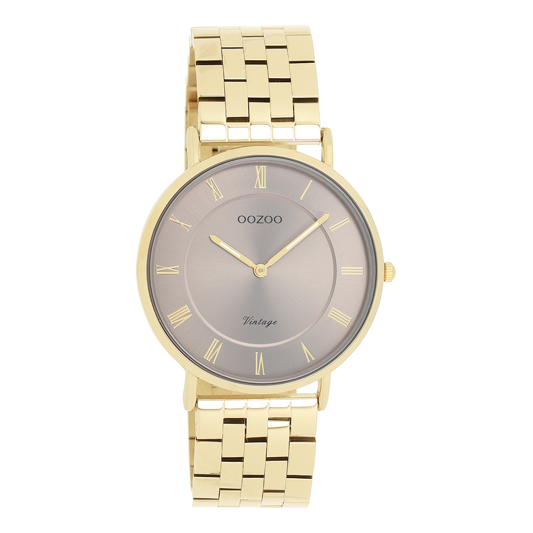 Goudkleurige OOZOO horloge met roestvrijstalen armband - C20370
