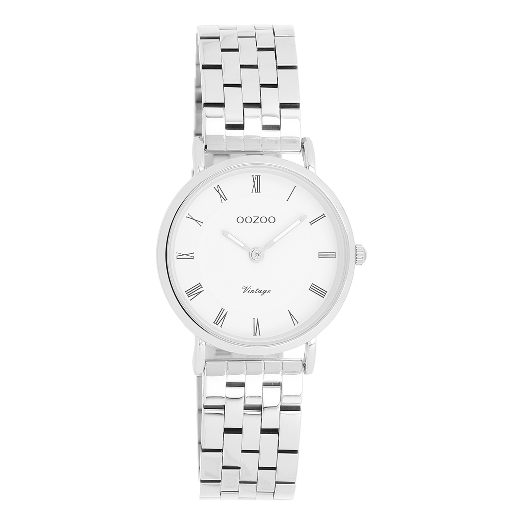Zilverkleurige OOZOO horloge met roestvrijstalen armband - C20372