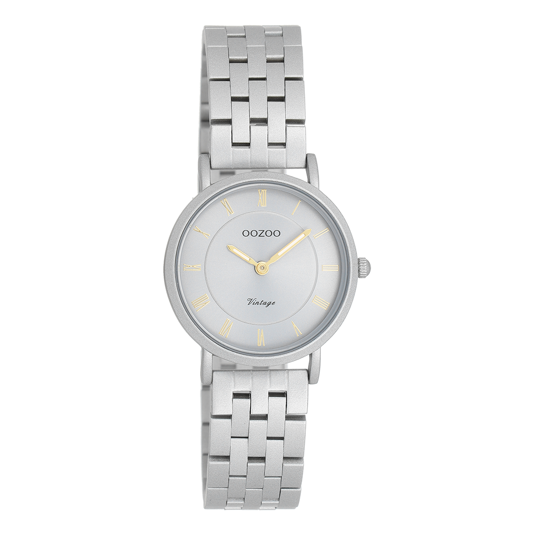 Licht grijze OOZOO horloge met roestvrijstalen armband - C20374