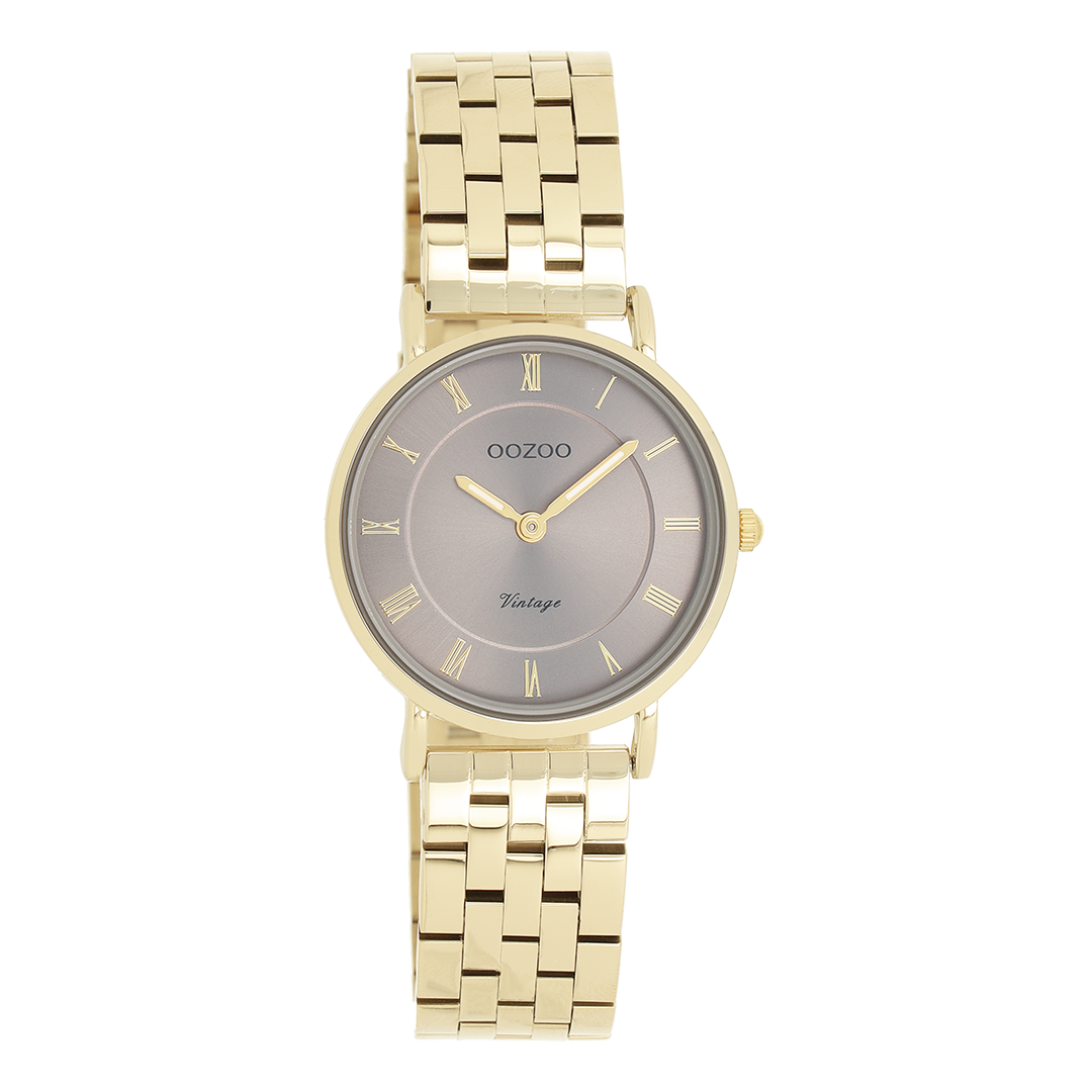 Goudkleurige OOZOO horloge met roestvrijstalen armband - C20377