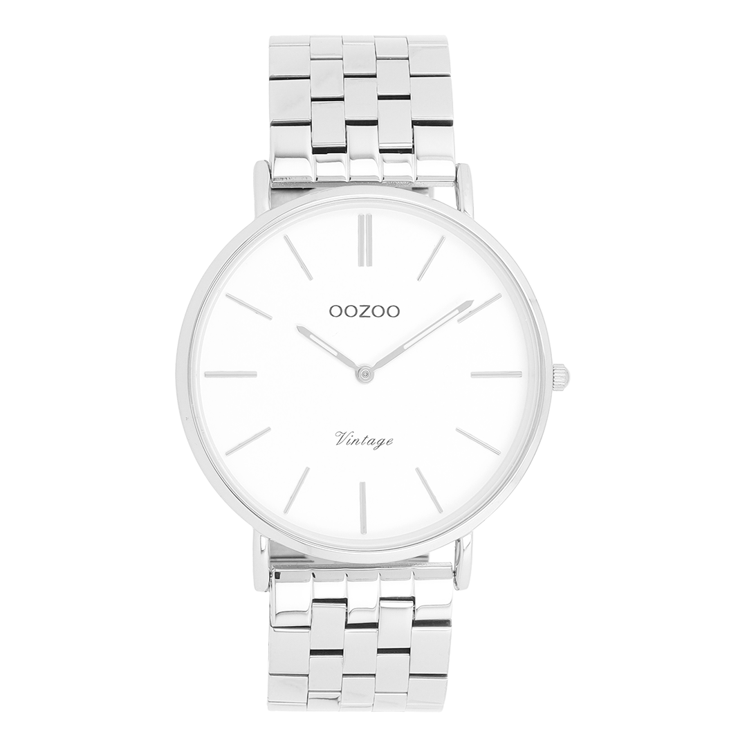 Zilverkleurige OOZOO horloge met roestvrijstalen armband - C20400