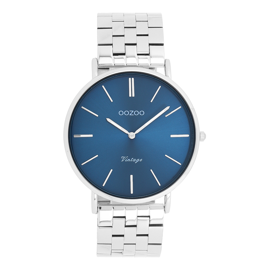 Zilverkleurige OOZOO horloge met roestvrijstalen armband - C20401