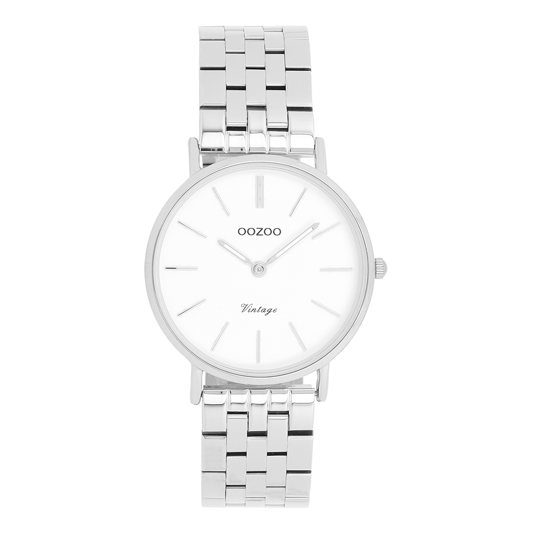 Zilverkleurige OOZOO horloge met roestvrijstalen armband - C20405