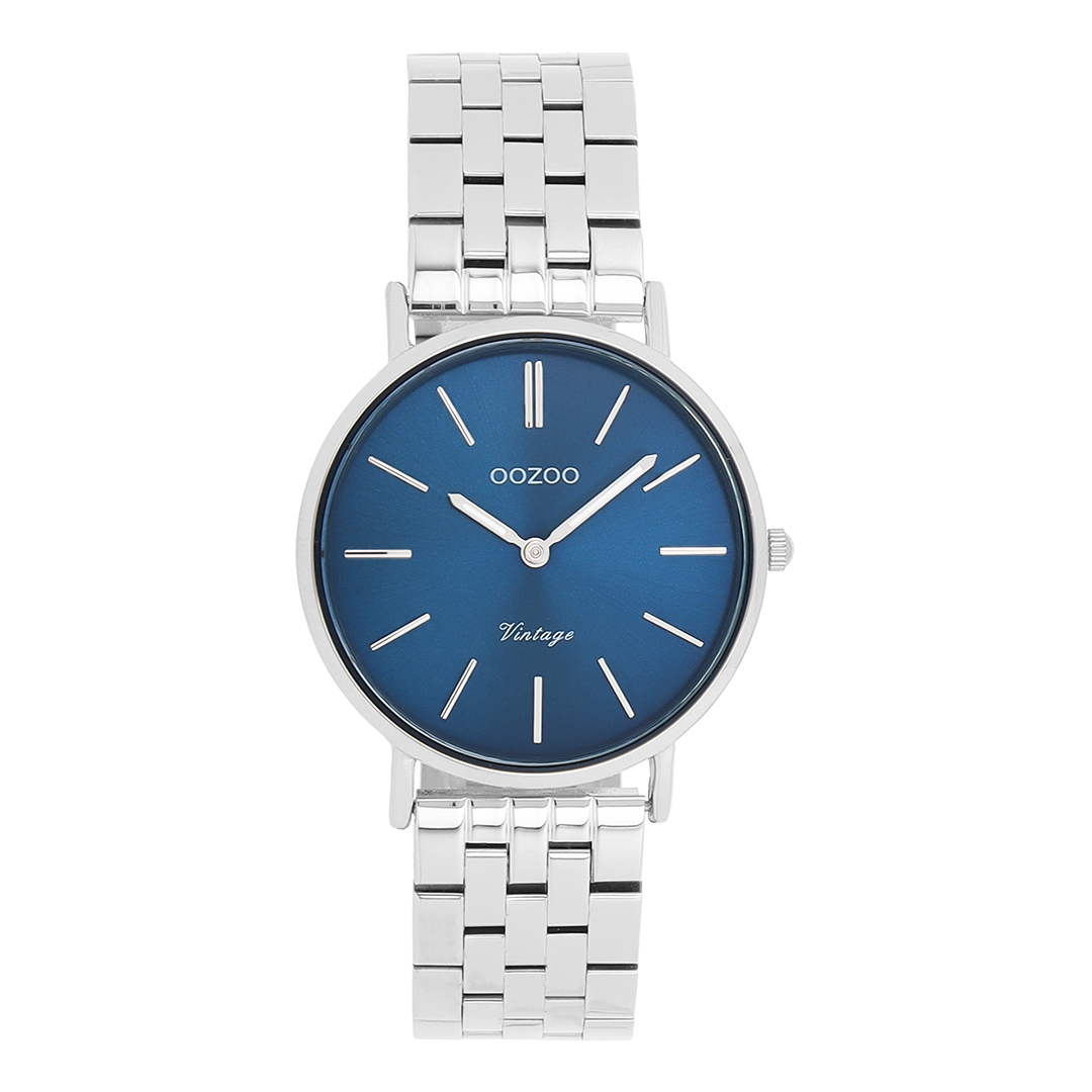 Zilverkleurige OOZOO horloge met roestvrijstalen armband - C20406