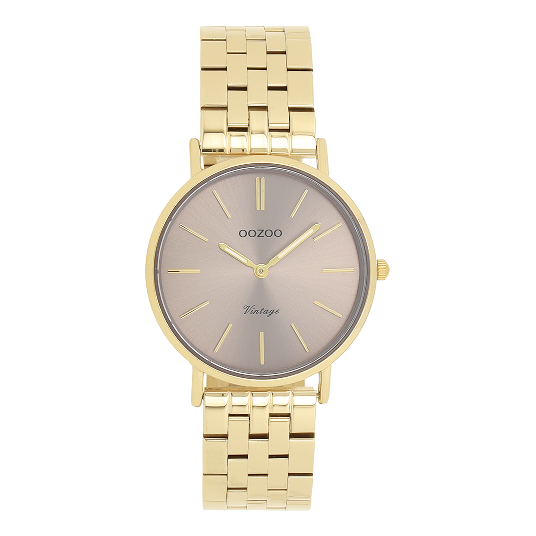 Goudkleurige OOZOO horloge met roestvrijstalen armband - C20408