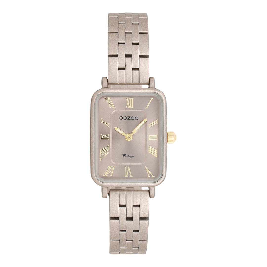 Taupe OOZOO horloge met roestvrijstalen armband - C20412