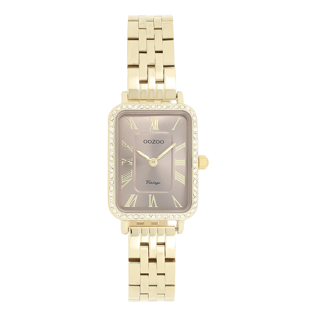 Goudkleurige OOZOO horloge met roestvrijstalen armband - C20415