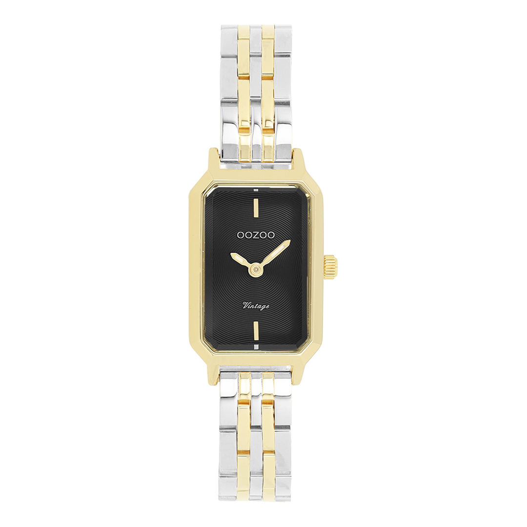 Goudkleurige OOZOO horloge met zilverkleurig/gouden roestvrijstalen armband - C20455