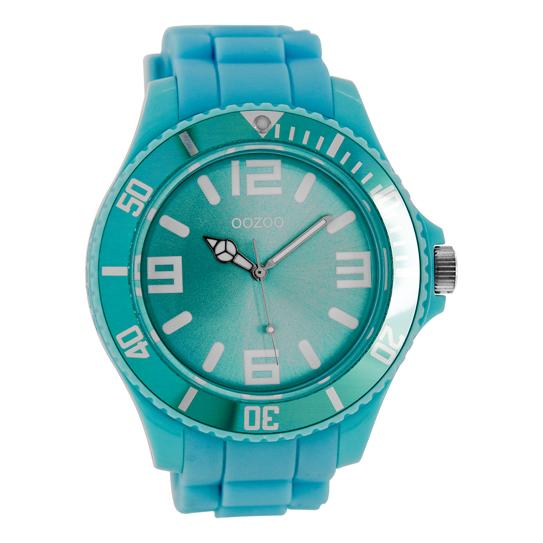 Licht blauwe OOZOO horloge met rubber band - C4165