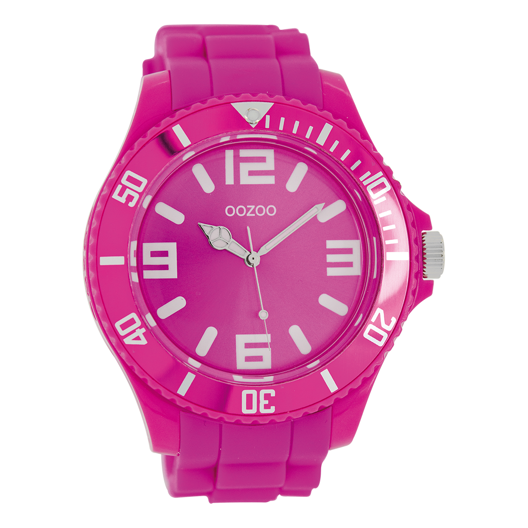 Roze OOZOO horloge met rubber band - C4166