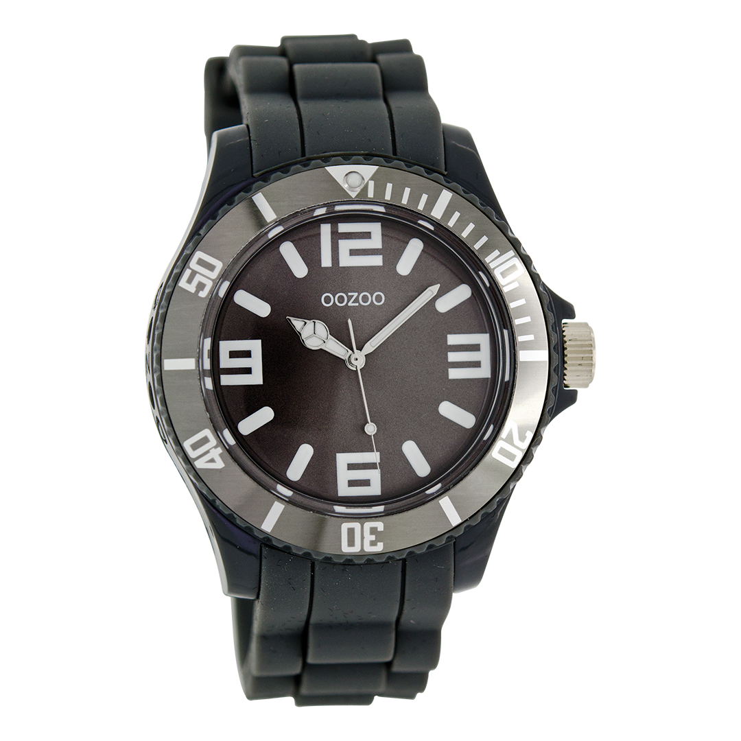 Donker grijze OOZOO horloge met rubber band - C4173