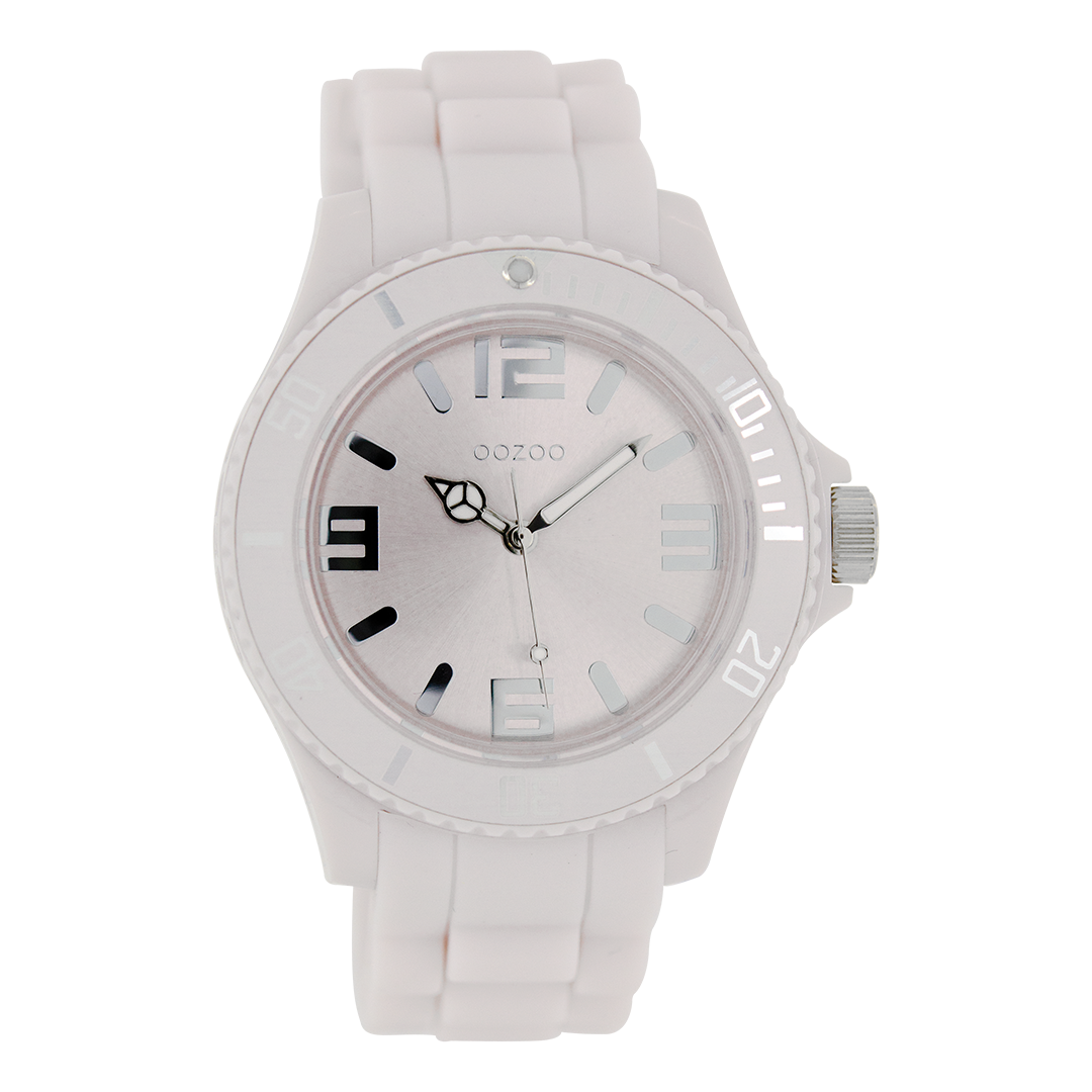 Zacht roze OOZOO horloge met oud roze rubber band - C4175