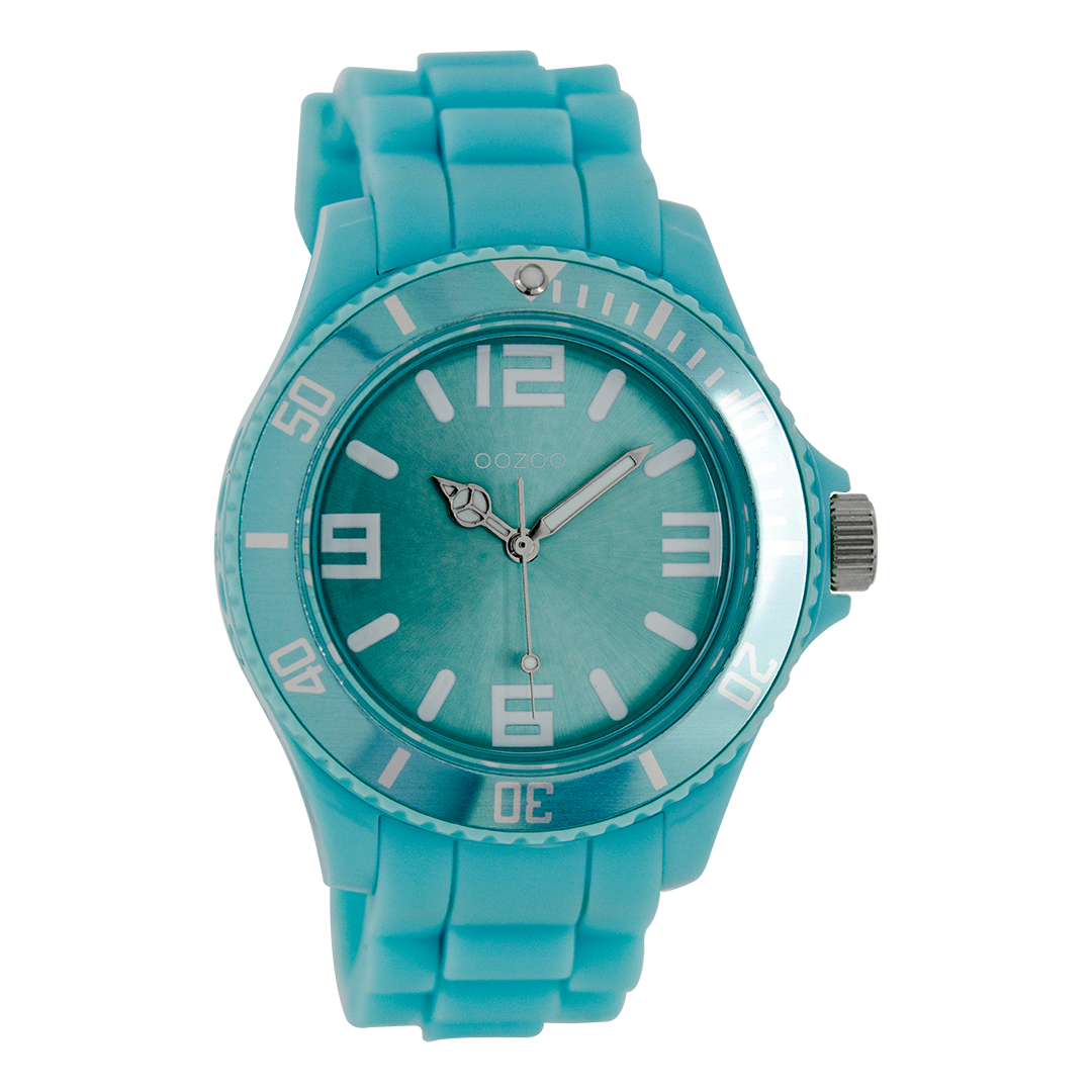Licht blauwe OOZOO horloge met rubber band - C4176