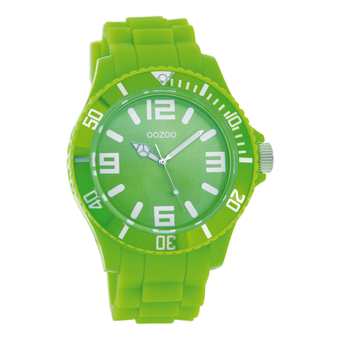 Fluo groene OOZOO horloge met rubber band - C4178