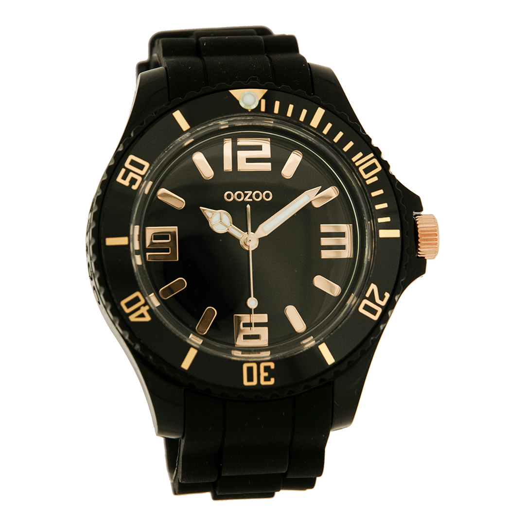 Zwarte OOZOO horloge met rubber band - C4278