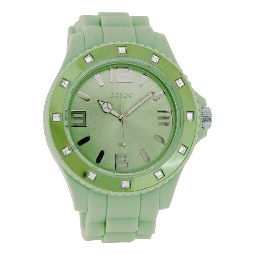 Jade groene OOZOO horloge met rubber band - C4339