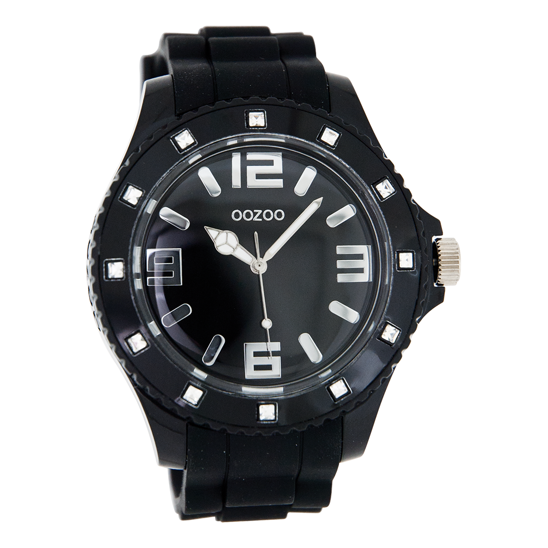 Zwarte OOZOO horloge met rubber band - C4340