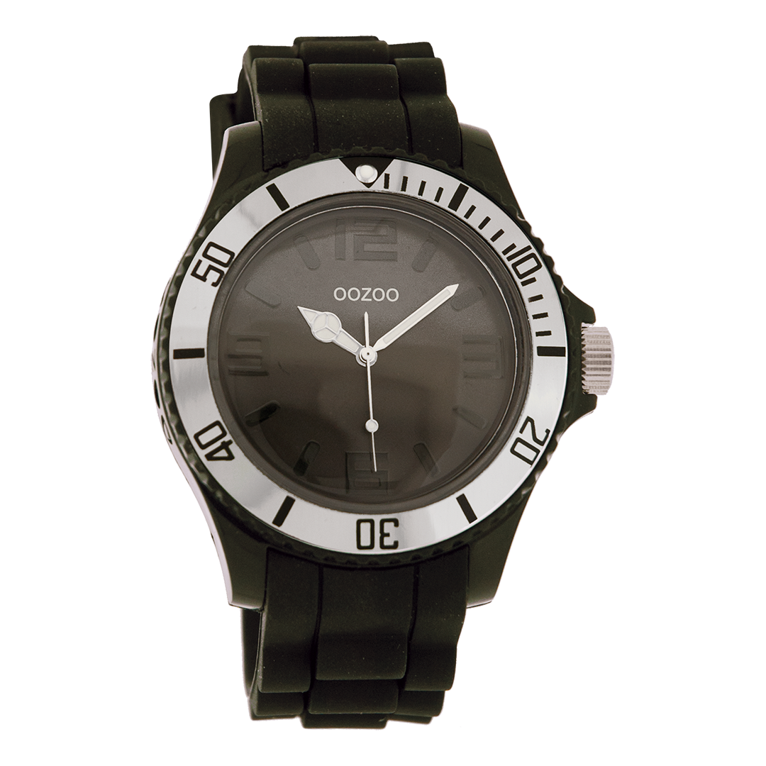 Zwarte OOZOO horloge met rubber band - C4353