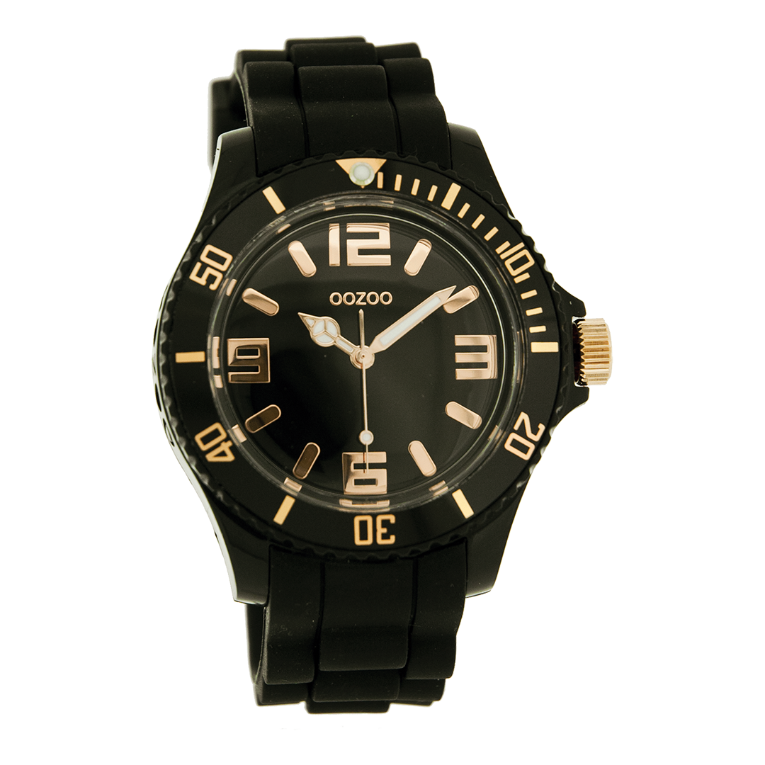 Zwarte OOZOO horloge met rubber band - C4354