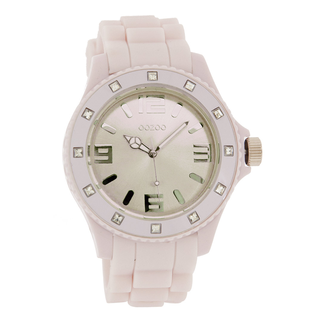 Oud roze OOZOO horloge met rubber band - C4358